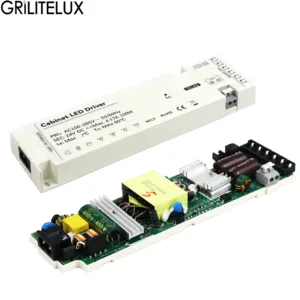 High Efficiency 89% 36W/60W/100W 12V/24V LED Driver 100-264V AC Input Constant Voltage Cabinet Light Power Supply