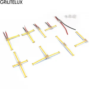 9 in 1 Transparent Solderless Cob Led Light Strip Connectors 5mm 8mm 10mm 2Pin Strip to Strip Diy L/T/X Shaped Corner Connector