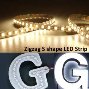 New Products Zigzag Bendable S Shape LED Strip  SMD2835 120LED/M 24V PCB 8MM 1LED/CUT LED Strip for Signage